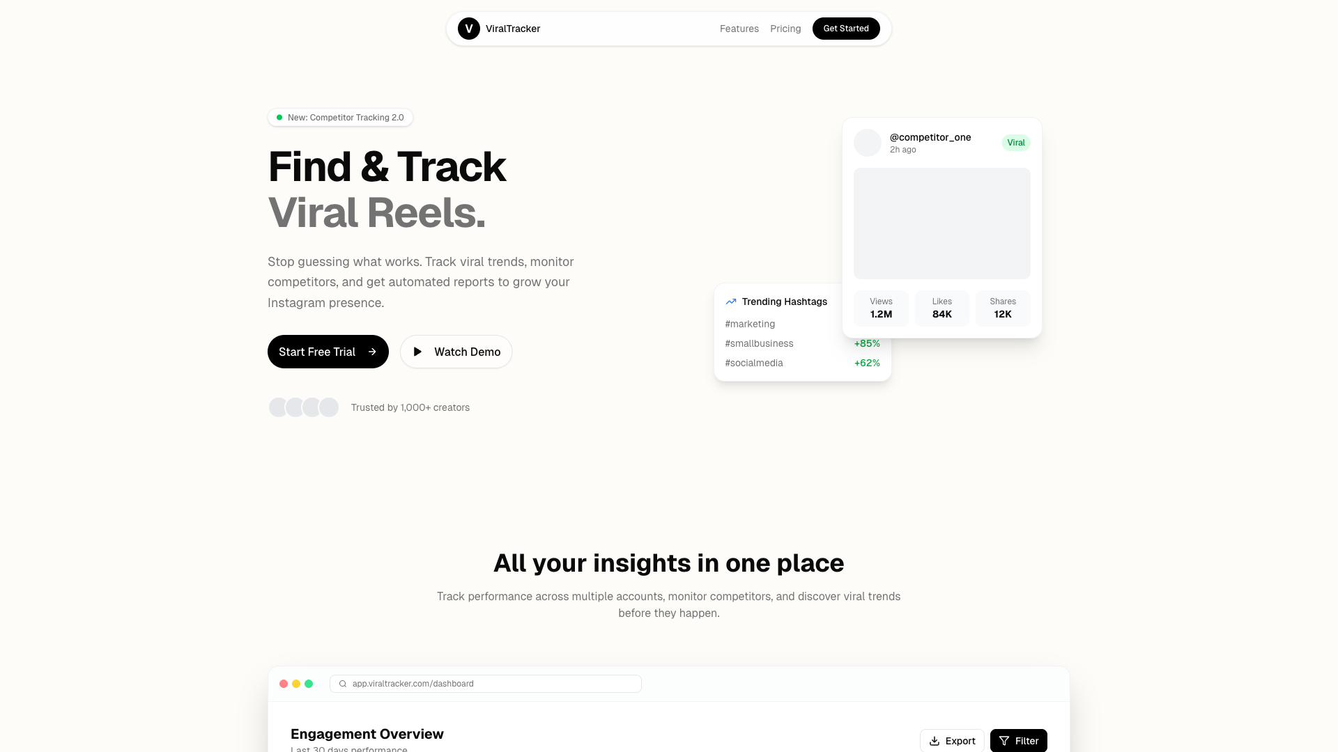 Reel Tracker - Web application to find & track viral Reels on Instagram
